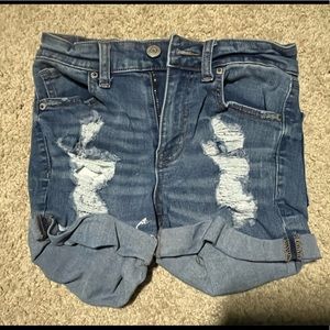 Aero high waisted midi ripped jean shorts